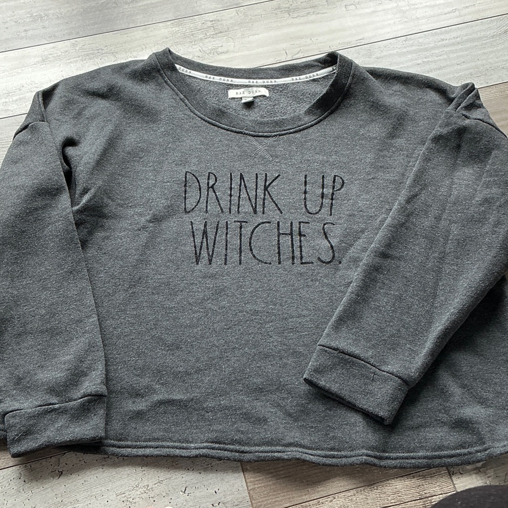 Rae Dunn Gray 'Drink Up Witches' Sweatshirt